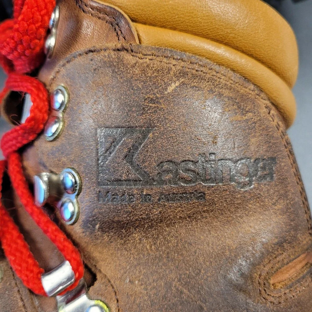 Vintage Kastinger Mountaineering Boots Mens 8.5 Brown Leather Vibram 70s Austria